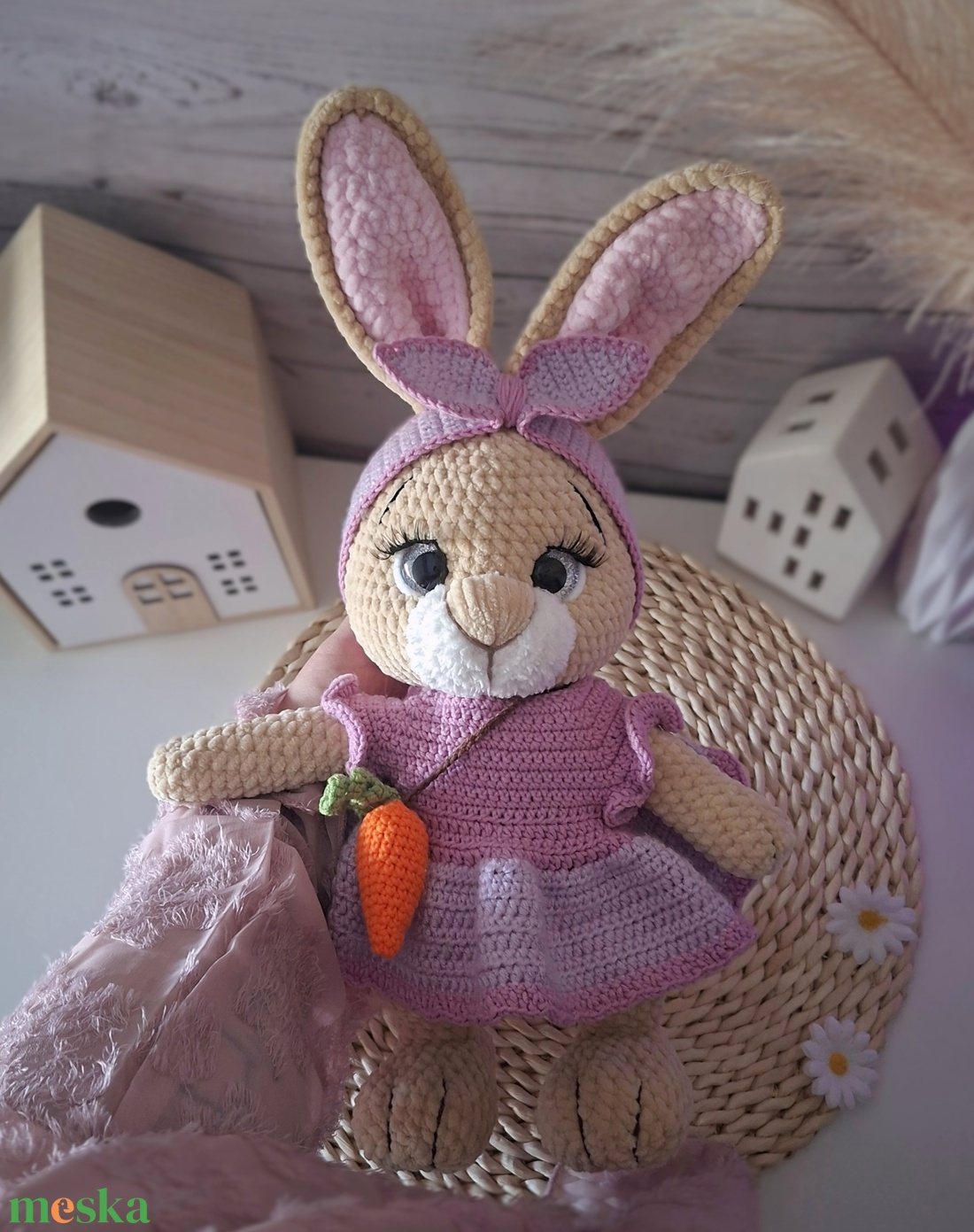 Horgolt nyuszilány lila ruhában - játék & sport - plüssállat & játékfigura - nyuszi - Meska.hu