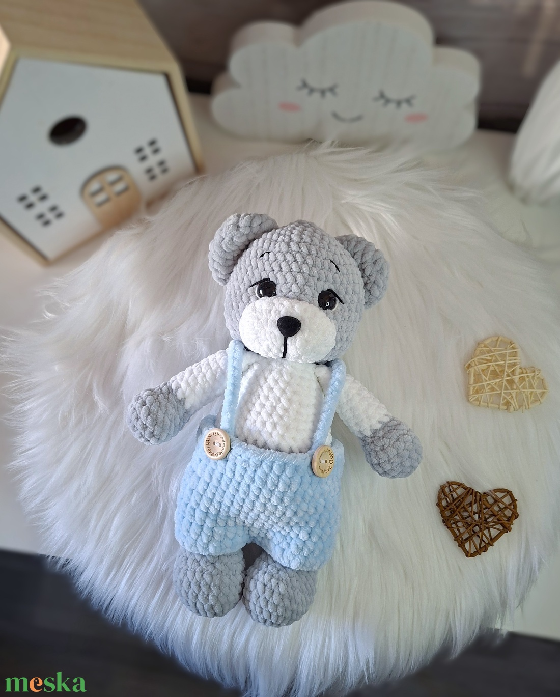 Horgolt maci világoskék ruhában - játék & sport - plüssállat & játékfigura - maci - Meska.hu