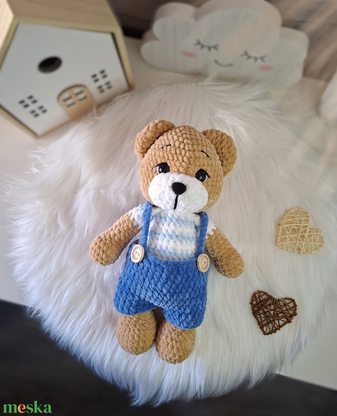 Horgolt maci sötétkék ruhában - játék & sport - plüssállat & játékfigura - maci - Meska.hu