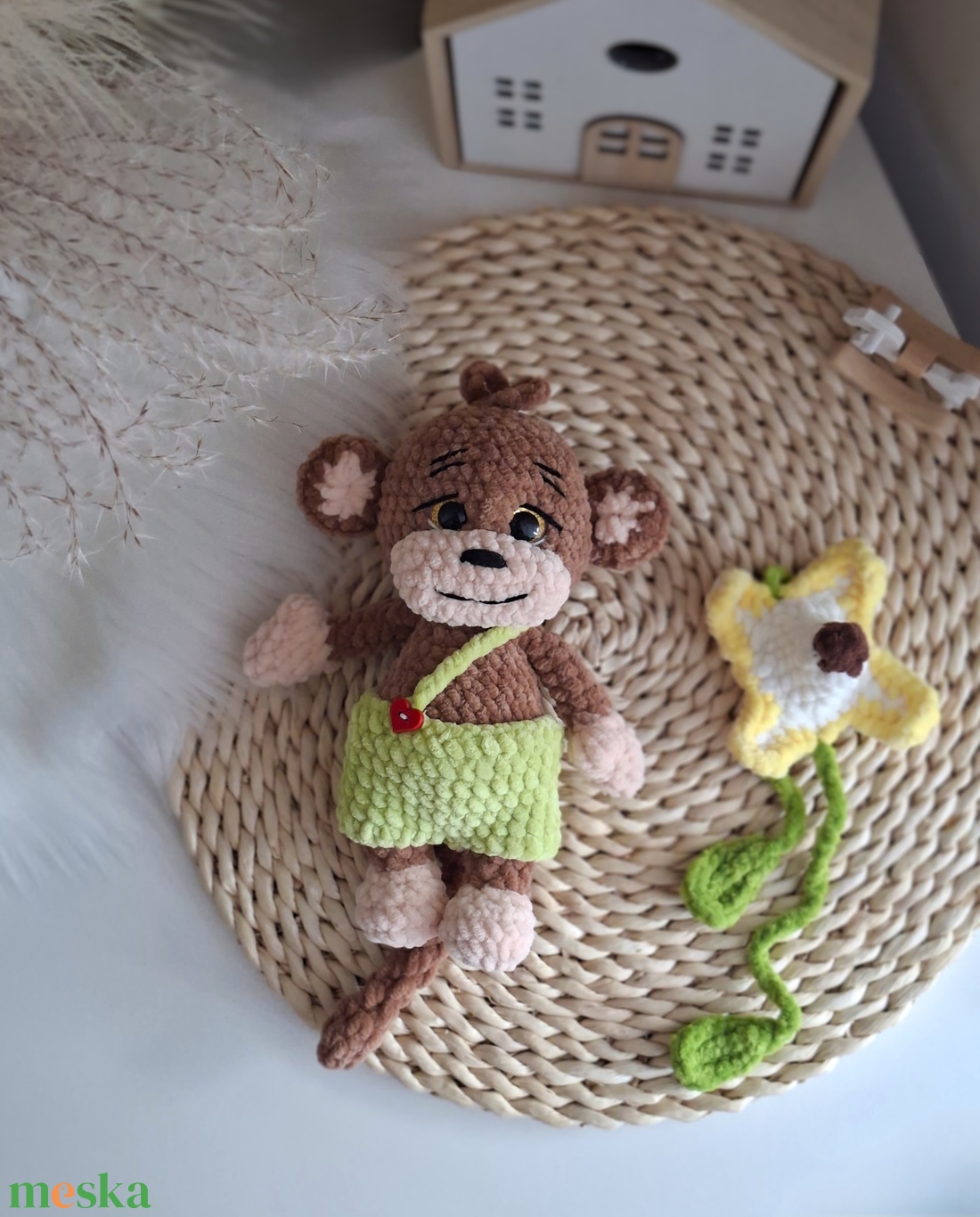 Horgolt amigurumi majom levehető banános fejpánttal - játék & sport - plüssállat & játékfigura - majom - Meska.hu