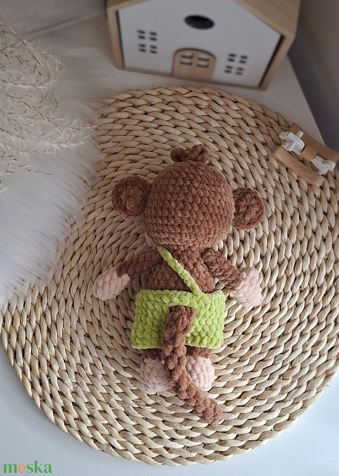 Horgolt amigurumi majom levehető banános fejpánttal - játék & sport - plüssállat & játékfigura - majom - Meska.hu