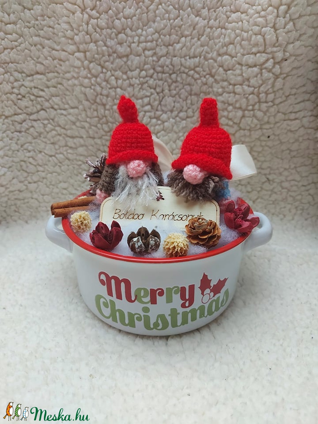 Világító Manós karácsonyi asztal dísz - karácsony - karácsonyi lakásdekoráció - Meska.hu