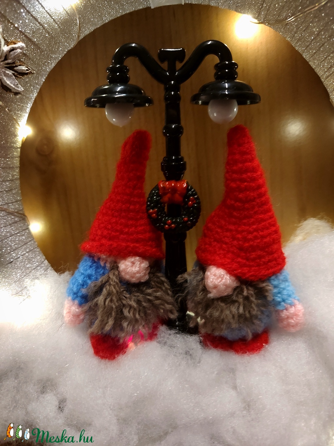 Világító kis manós karácsonyi kopogtató / ajtódísz - karácsony - Meska.hu