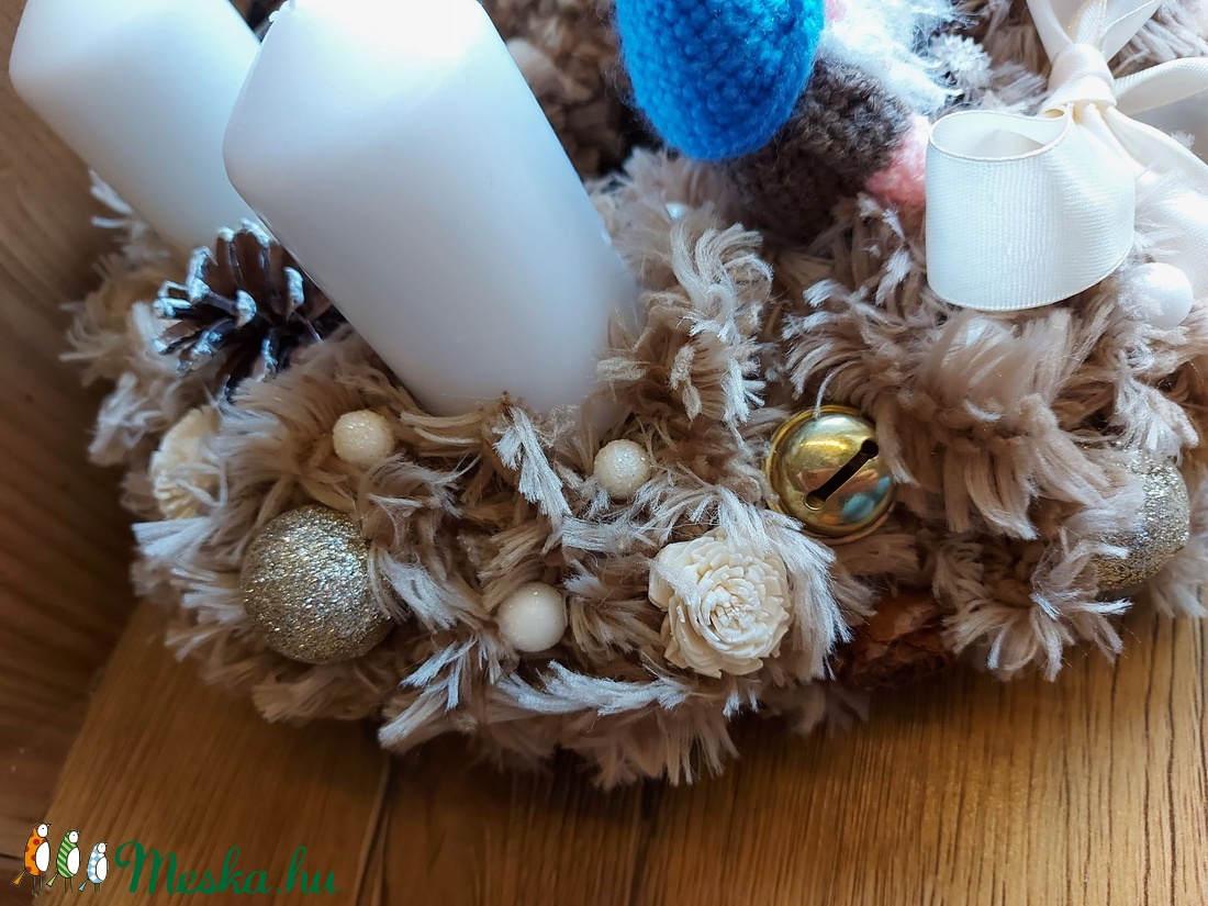 Szőrmés manós adventi koszorú - karácsony - Meska.hu