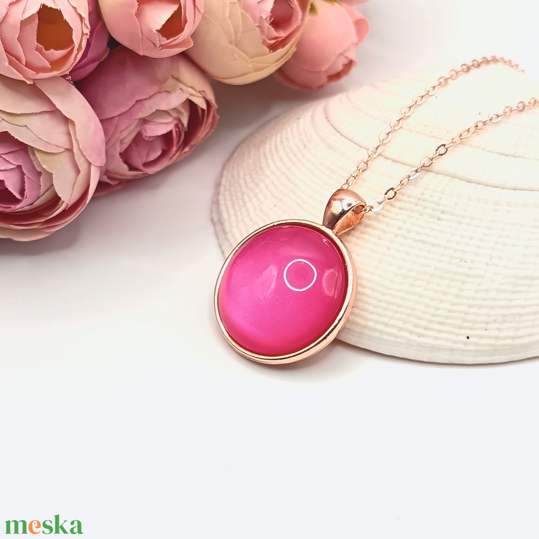 Rózsaarany nyaklánc pink lencsével - ékszer - fülbevaló - lógó fülbevaló - Meska.hu Rózsaarany nyaklánc pink lencsével - ékszer - fülbevaló - lógó fülbevaló - Meska.hu