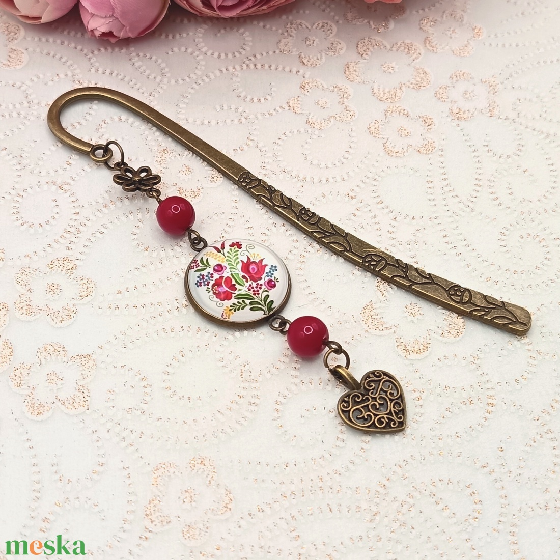 Antik bronz könyvjelző � matyó mintás lencsével - könyv & zene - könyvjelző - Meska.hu