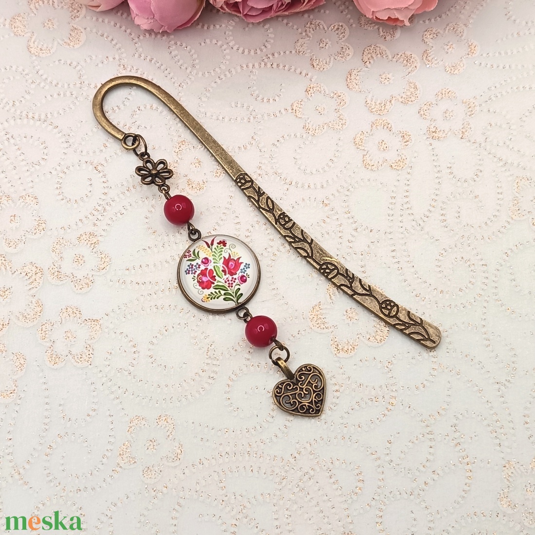 Antik bronz könyvjelző � matyó mintás lencsével - könyv & zene - könyvjelző - Meska.hu