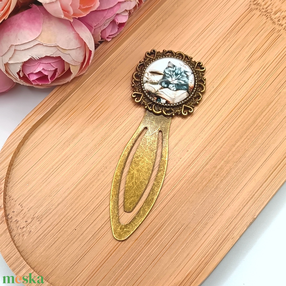 Antik bronz könyvjelző � cicás lencsével - ékszer - ékszerszett - Meska.hu