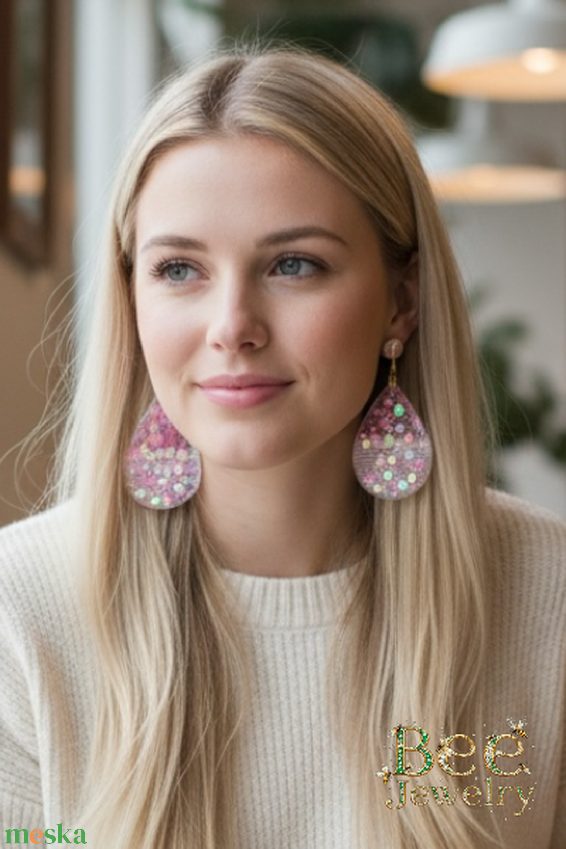 Anyák napi csipke fülbevaló � Hologramos szívekkel - ékszer - fülbevaló - lógó fülbevaló - Meska.hu