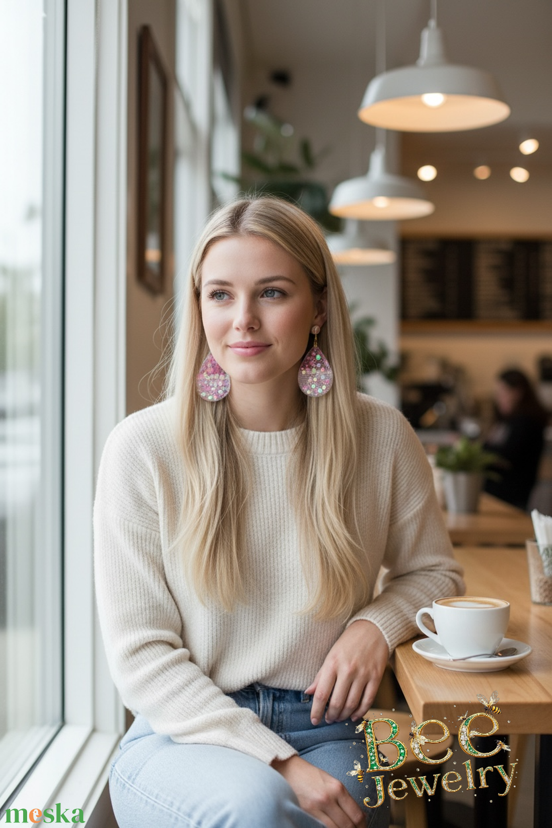 Anyák napi csipke fülbevaló � Hologramos szívekkel - ékszer - fülbevaló - lógó fülbevaló - Meska.hu