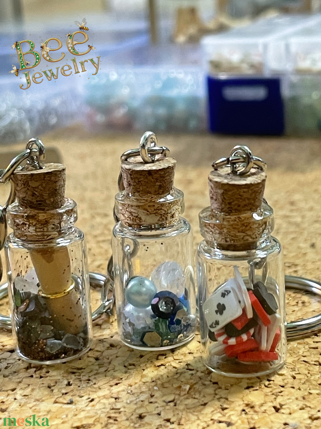 Bee Jewelry � Szerencse-kanál: Kézműves Mini Üvegcse és Ékszer Scoop - táska & tok - kulcstartó & táskadísz - kulcstartó - Meska.hu