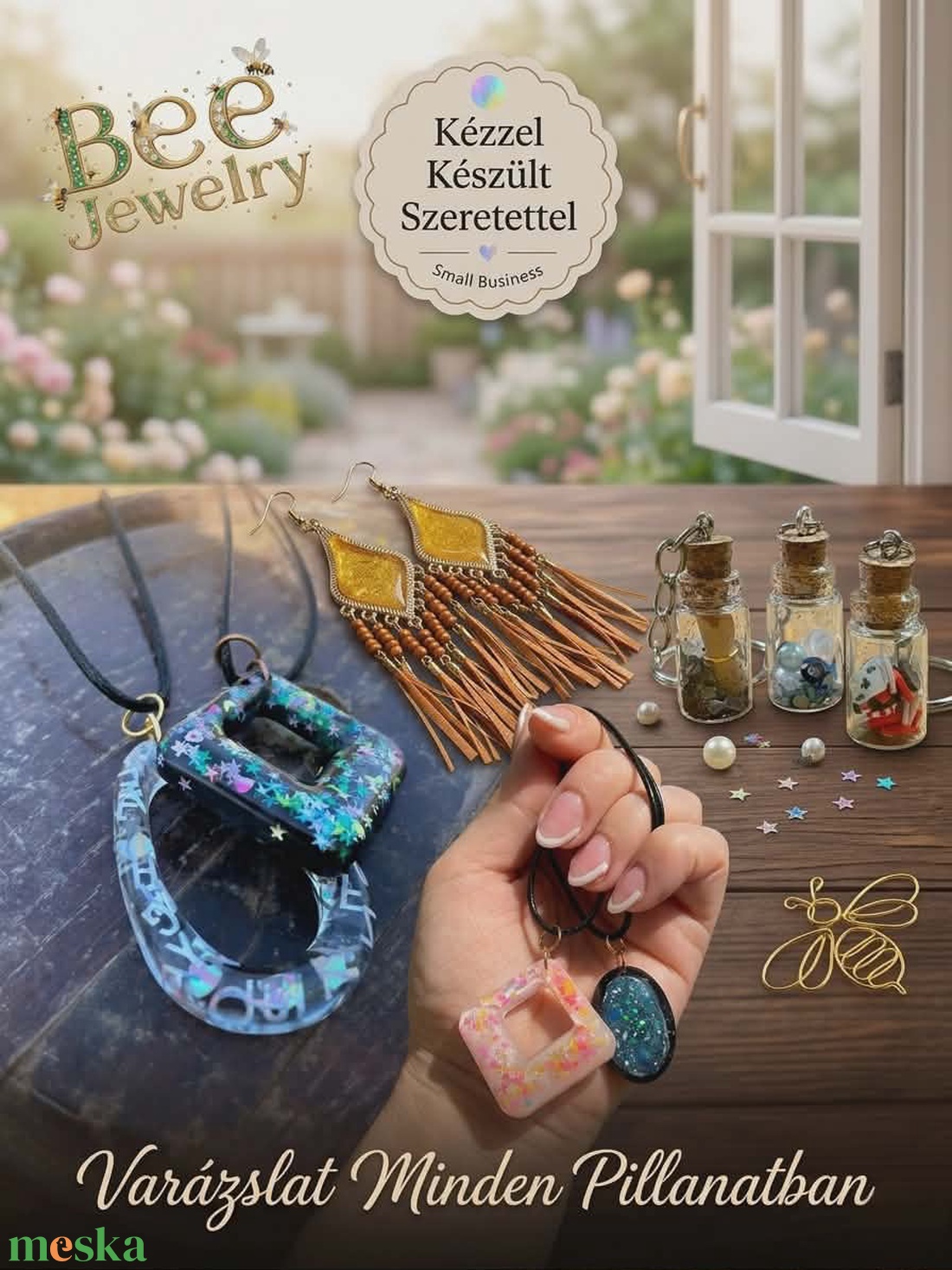 Bee Jewelry � Szerencse-kanál: Kézműves Mini Üvegcse és Ékszer Scoop - ékszer - fülbevaló - lógó fülbevaló - Meska.hu