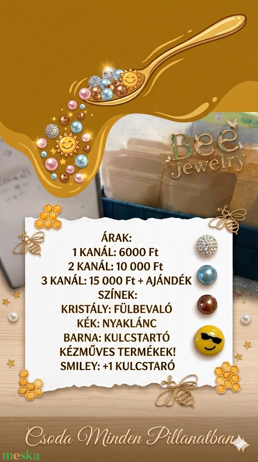 Bee Jewelry � Szerencse-kanál: Kézműves Mini Üvegcse és Ékszer Scoop - táska & tok - kulcstartó & táskadísz - kulcstartó - Meska.hu