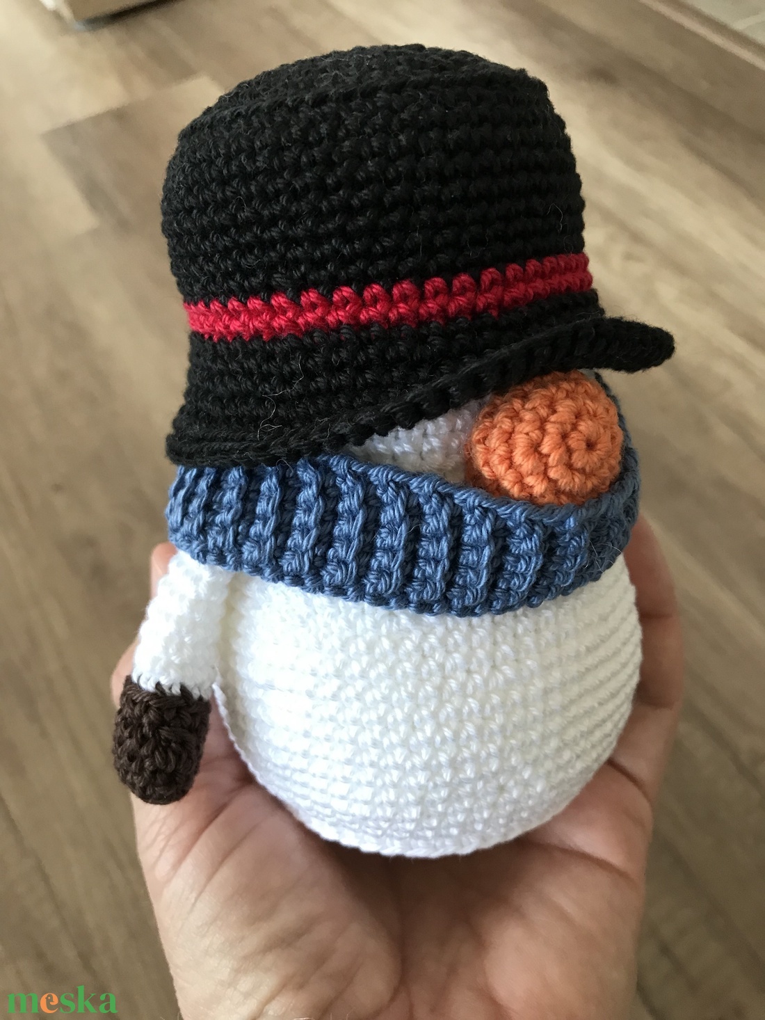 horgolt hóember - karácsony - karácsonyi lakásdekoráció - karácsonyi manók, figurák - Meska.hu