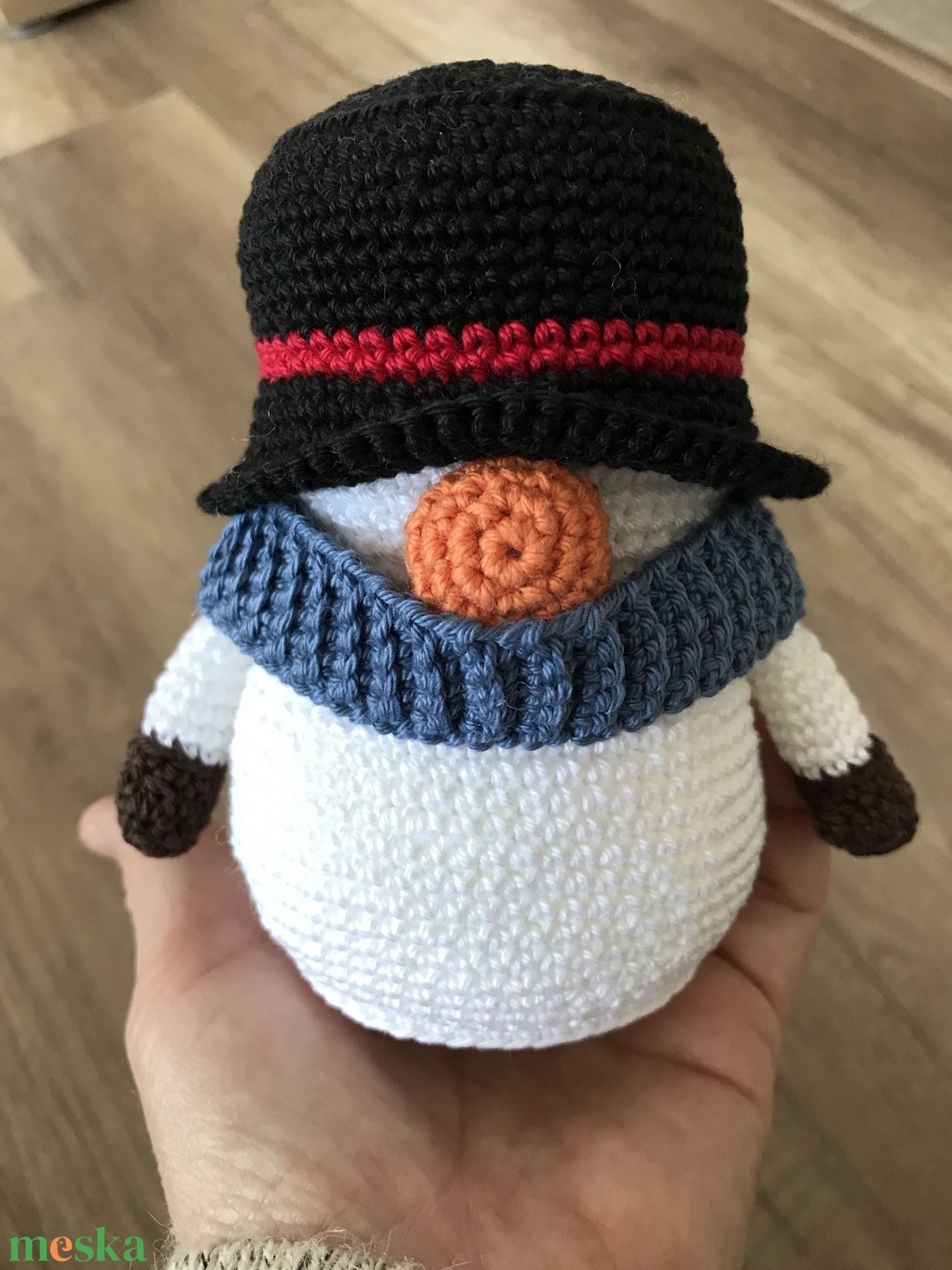 horgolt hóember - karácsony - karácsonyi lakásdekoráció - karácsonyi manók, figurák - Meska.hu