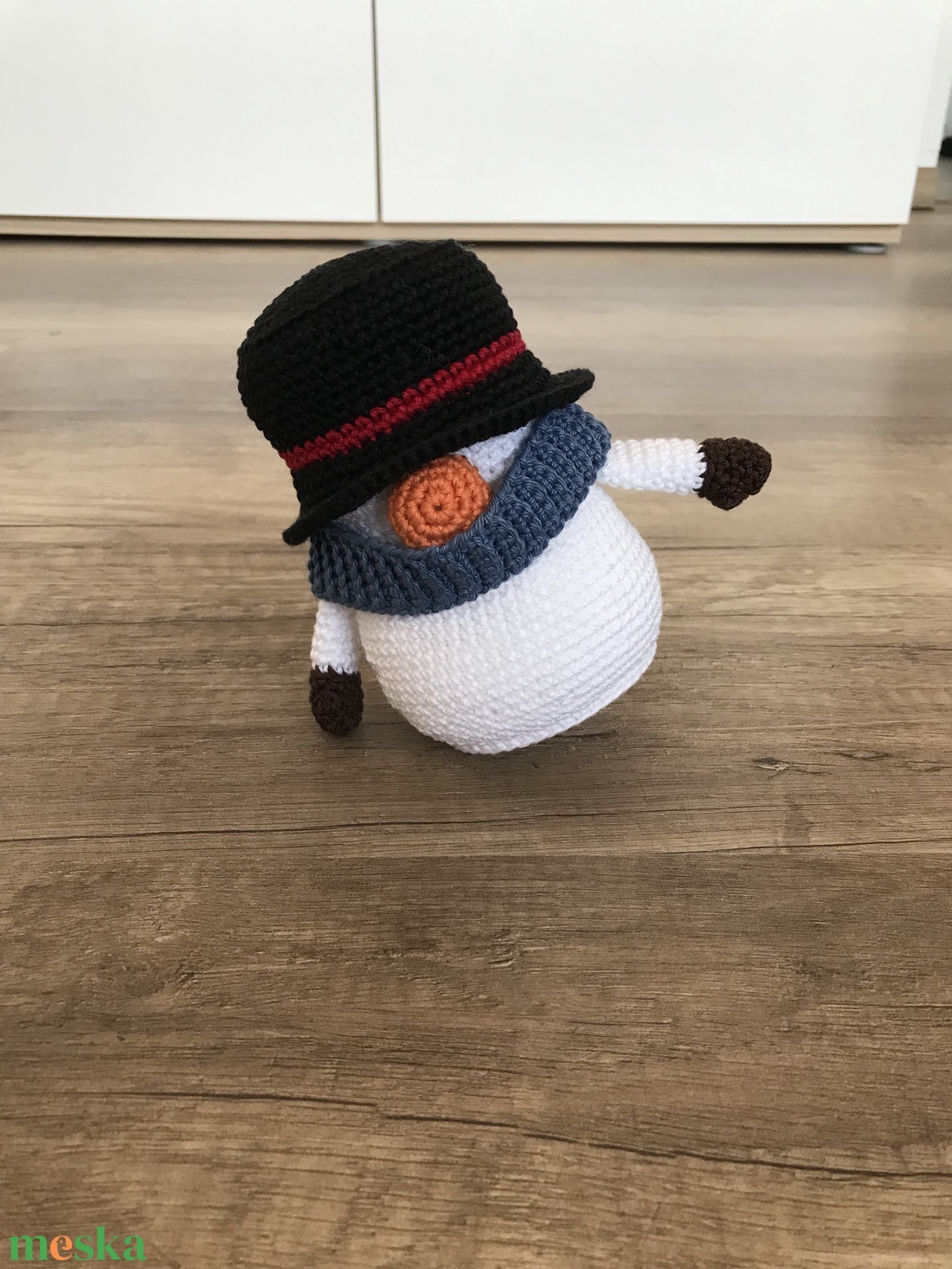 horgolt hóember - karácsony - karácsonyi lakásdekoráció - karácsonyi manók, figurák - Meska.hu