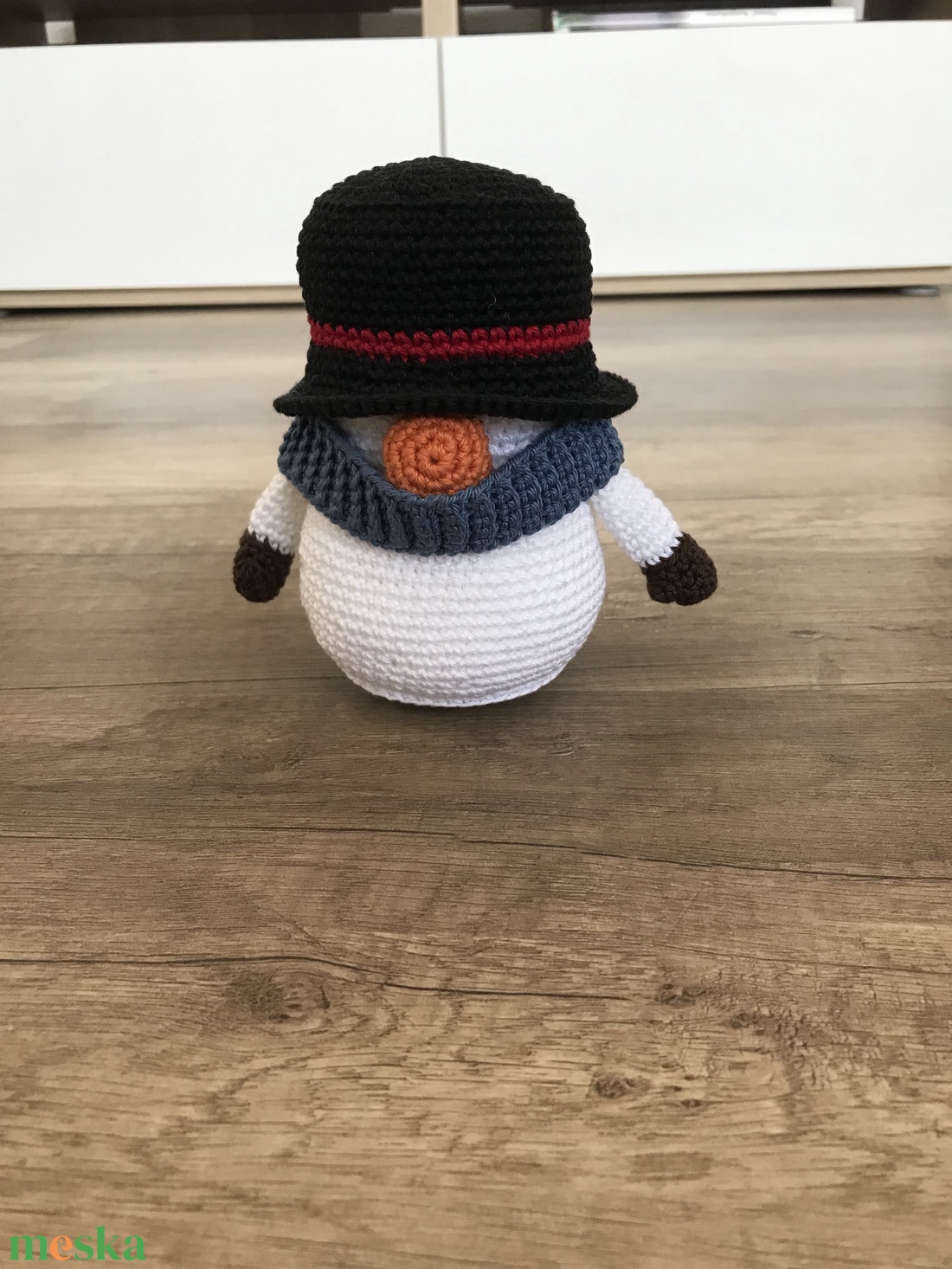 horgolt hóember - karácsony - karácsonyi lakásdekoráció - karácsonyi manók, figurák - Meska.hu