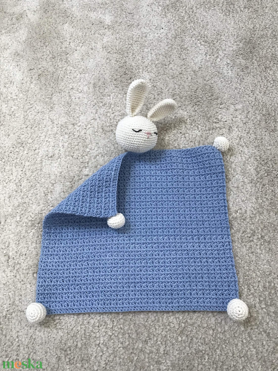 horgolt nyuszis szundikendő - játék & sport - 3 éves kor alattiaknak - alvóka & rongyi - Meska.hu