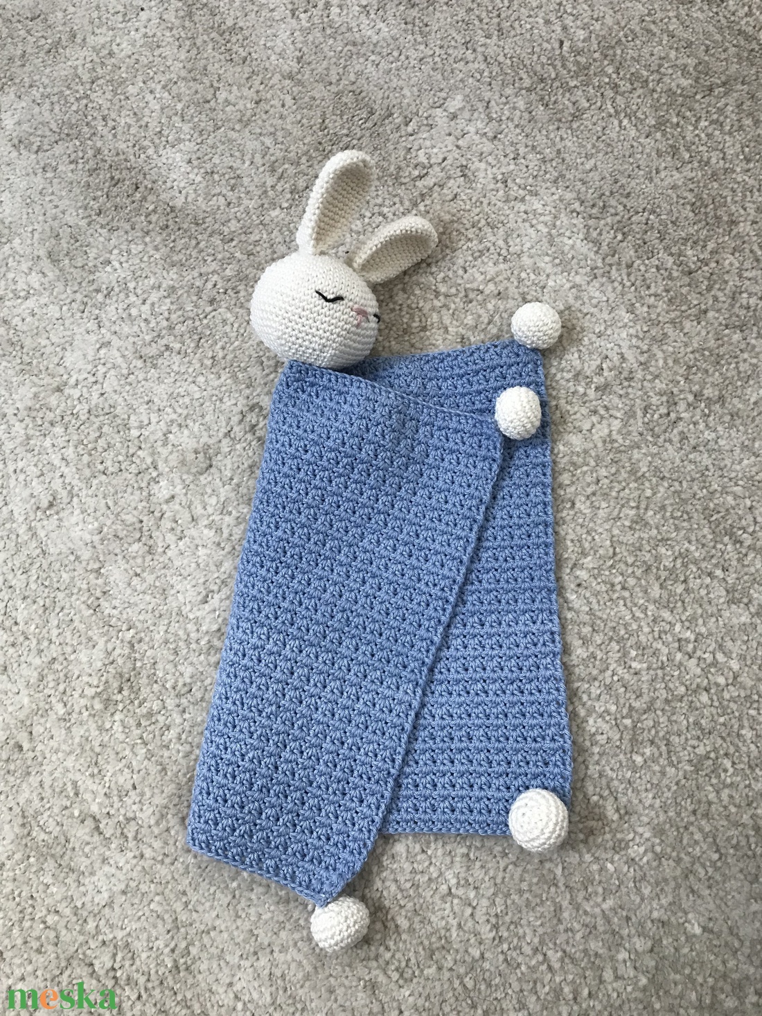 horgolt nyuszis szundikendő - játék & sport - 3 éves kor alattiaknak - alvóka & rongyi - Meska.hu