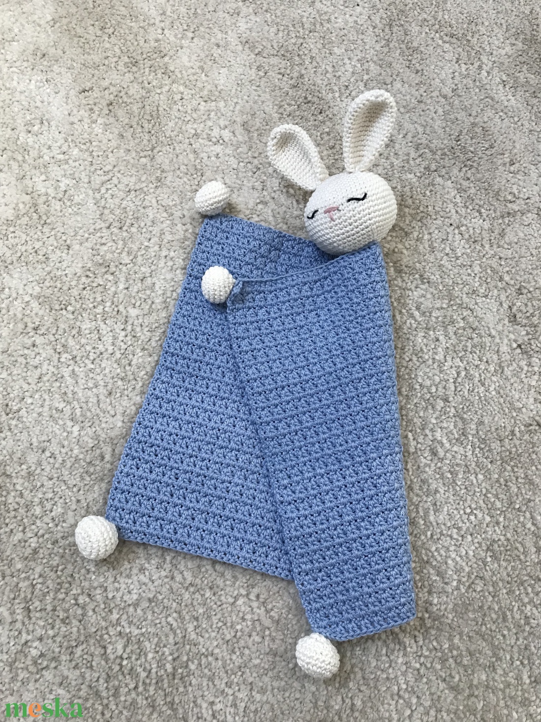 horgolt nyuszis szundikendő - játék & sport - 3 éves kor alattiaknak - alvóka & rongyi - Meska.hu