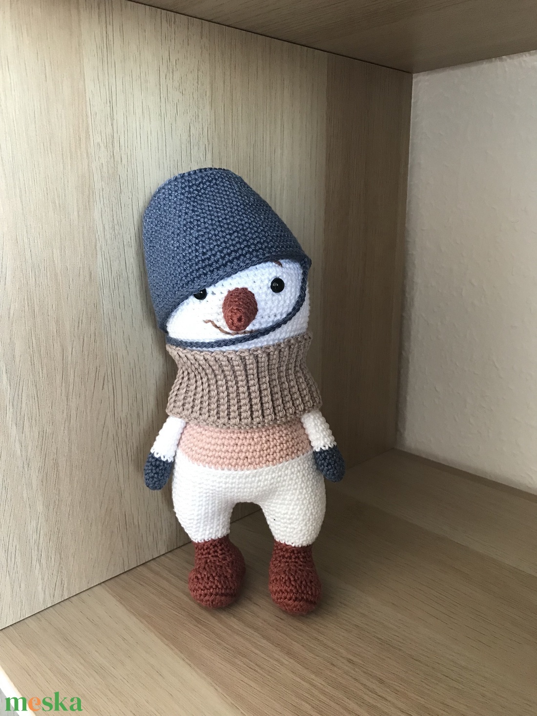 Horgolt hóember - karácsony - karácsonyi lakásdekoráció - karácsonyi manók, figurák - Meska.hu