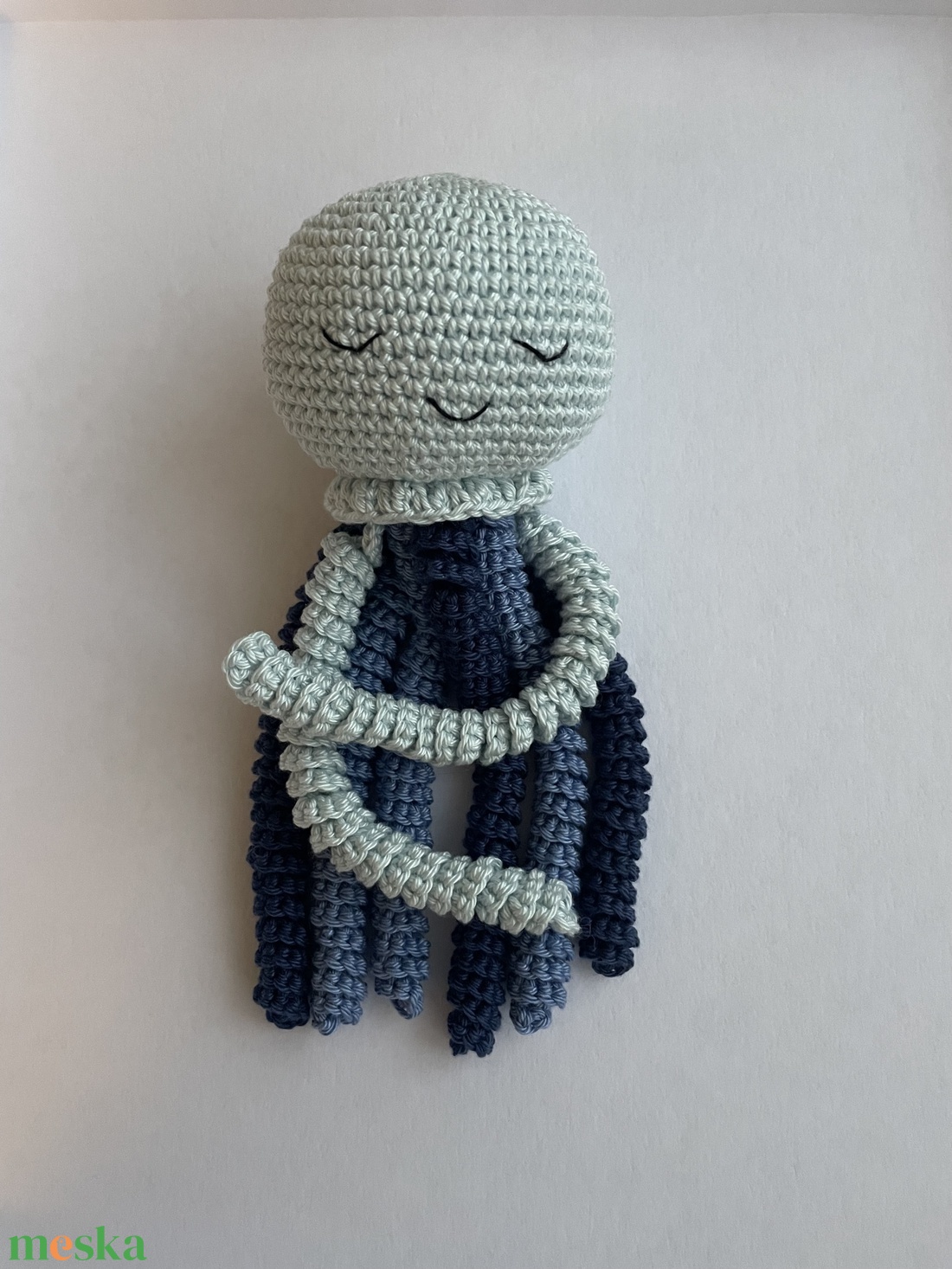 Horgolt kék polip - játék & sport - plüssállat & játékfigura - polip, medúza - Meska.hu