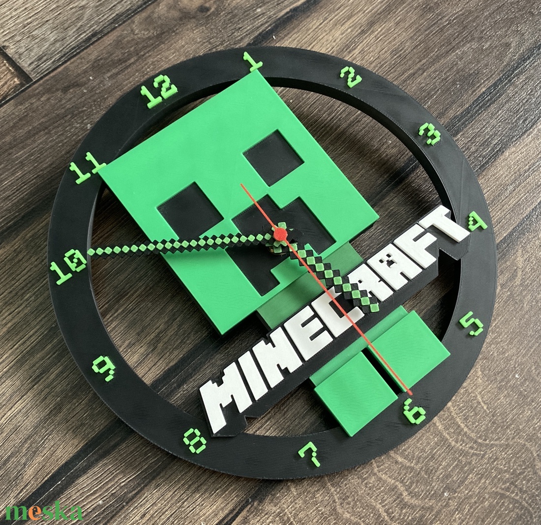 Minecraft falióra sötétben világító - otthon & életmód - dekoráció - fali és függő dekoráció - falióra & óra - Meska.hu