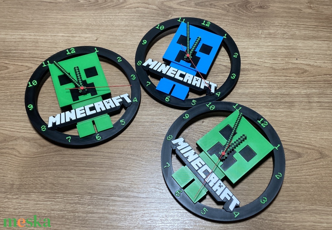 Minecraft falióra sötétben világító - otthon & életmód - dekoráció - fali és függő dekoráció - falióra & óra - Meska.hu