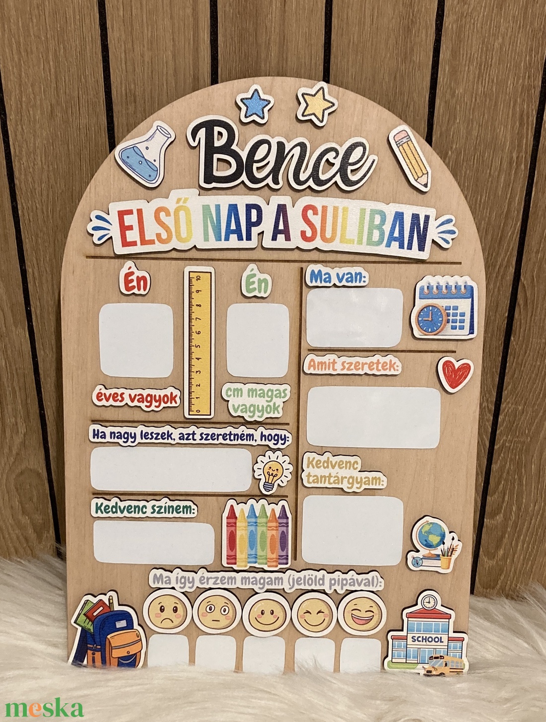 Első nap a suliban � letörölhető, névre szóló fotótábla - játék & sport - motivációs jutalomtábla - Meska.hu