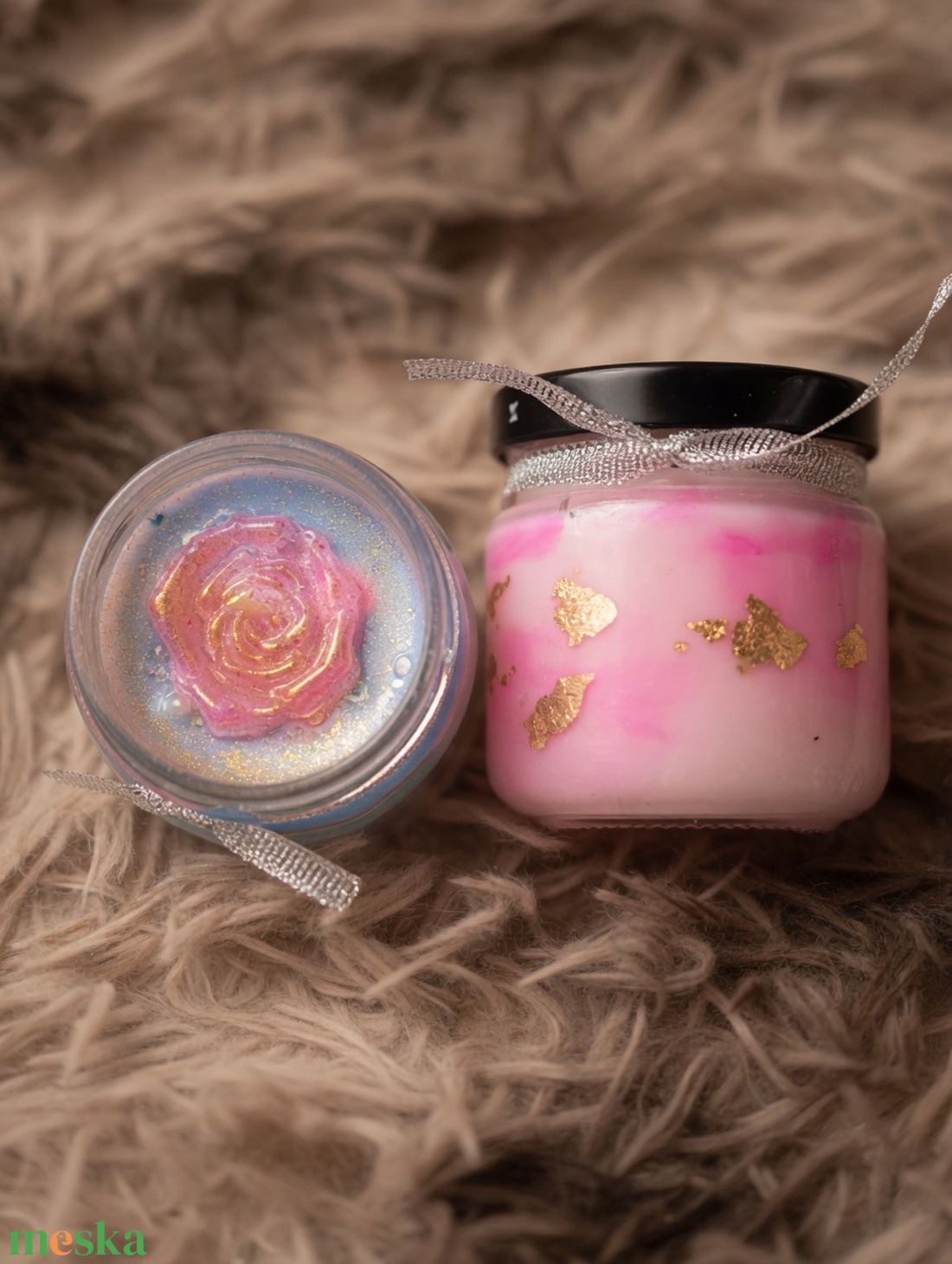 100ml Kézműves Gyertya Befőttes Üvegben � Rózsaszín Rózsa - otthon & életmód - gyertya, illat, aroma - gyertya - Meska.hu