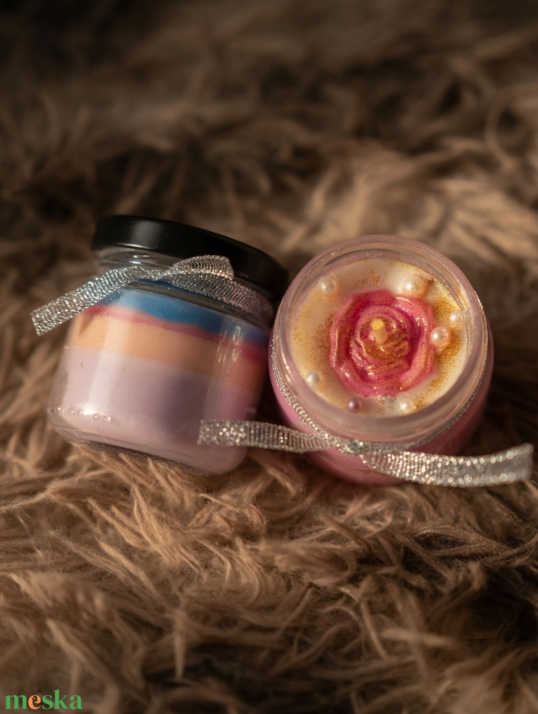100ml Kézműves Gyertya Befőttes Üvegben � Rózsaszín Rózsa - otthon & életmód - gyertya, illat, aroma - gyertya - Meska.hu