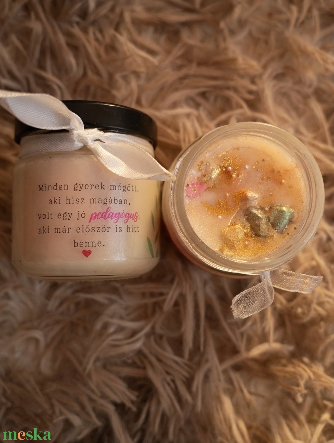 100ml Kézműves Gyertya Befőttes Üvegben � Rózsaszín Rózsa - otthon & életmód - gyertya, illat, aroma - gyertya - Meska.hu