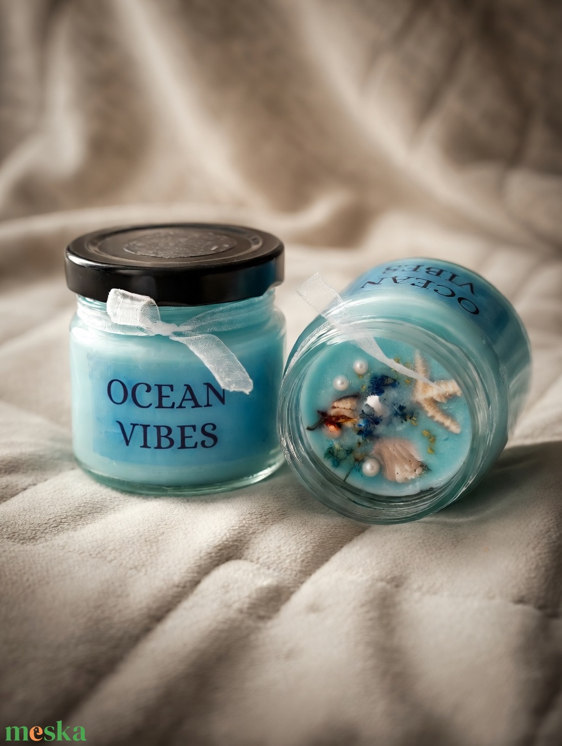 Ocean Vibes � 100 ml kézműves gyertya befőttes üvegben  - otthon & életmód - gyertya, illat, aroma - gyertya - Meska.hu