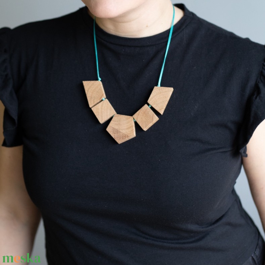 Geometrikus tölgyfa nyaklánc  - ékszer - nyaklánc - statement nyaklánc - Meska.hu