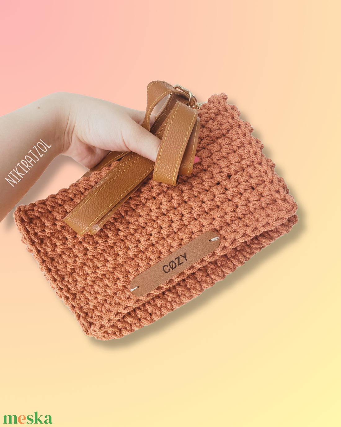 Horgolt clutch táska - táska & tok - kézitáska & válltáska - válltáska - Meska.hu