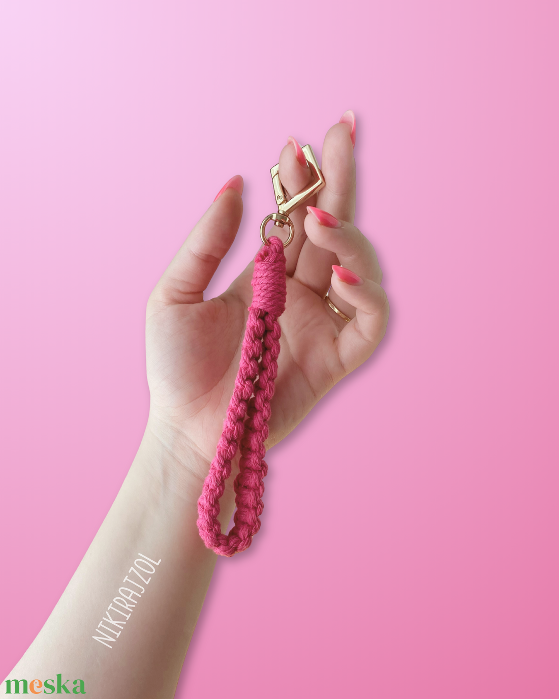 Makramé wristlet kulcstartó - táska & tok - kulcstartó & táskadísz - kulcstartó - Meska.hu