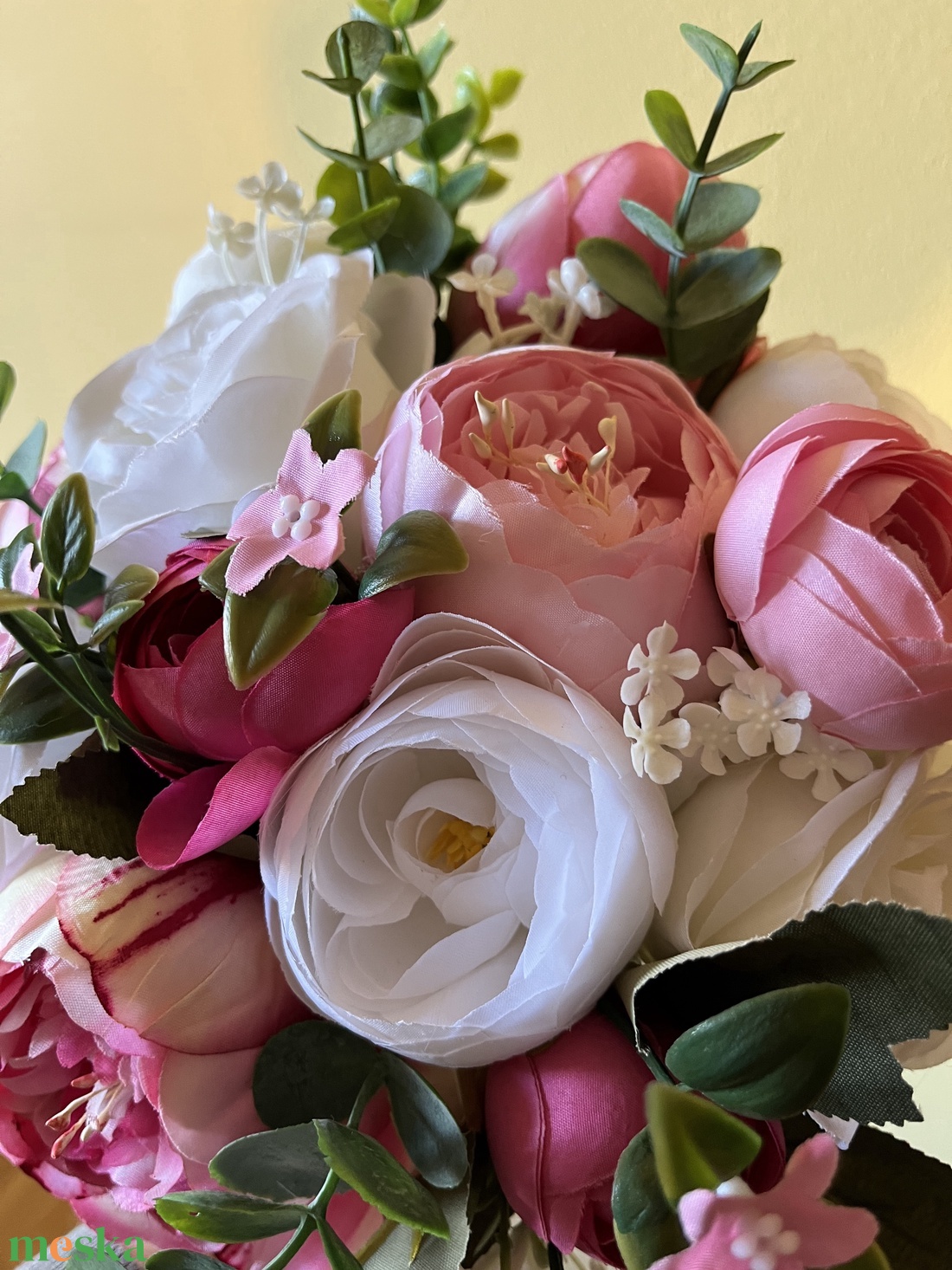 Rózsaszín ésfehér rózsás menyasszonyi örökcsokor - esküvő - menyasszonyi- és dobócsokor - Meska.hu