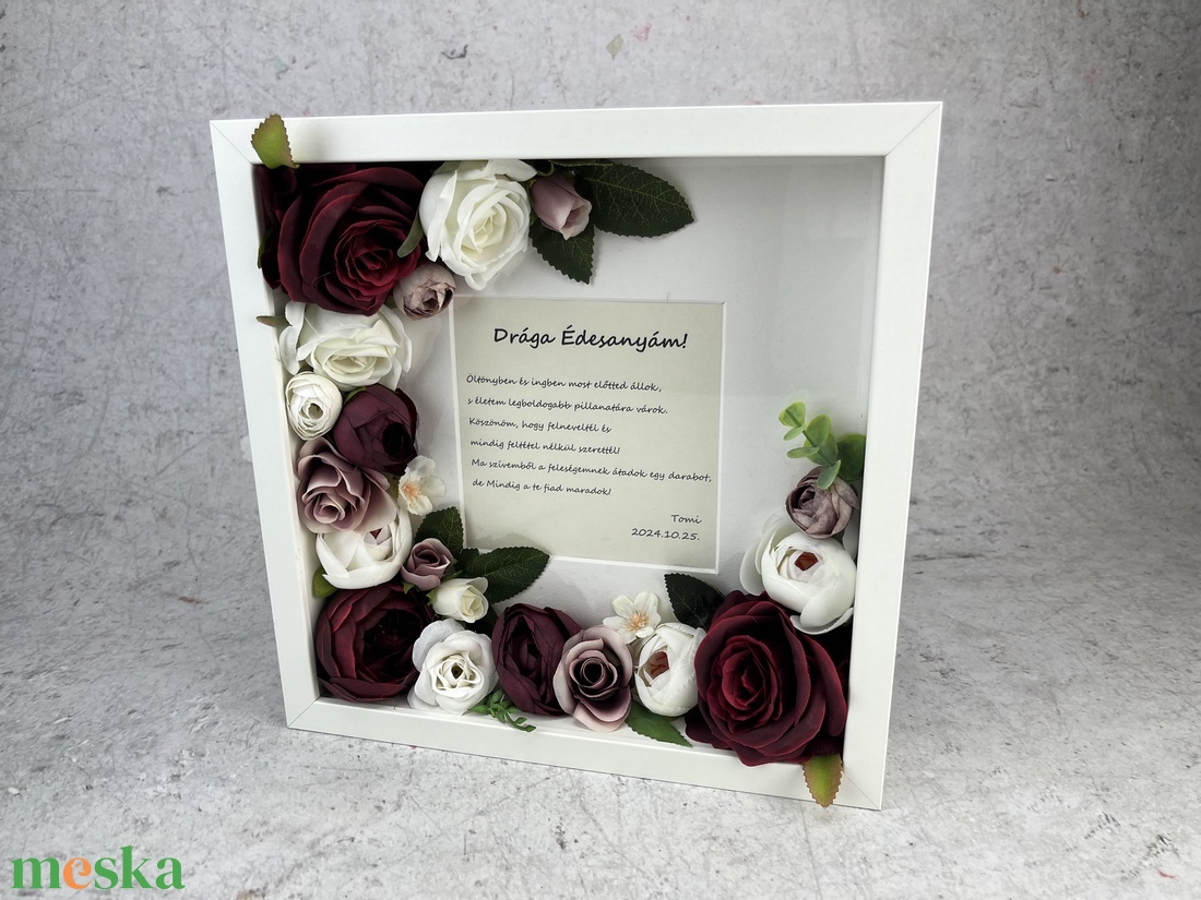 Szülőköszöntő ajándék képkeret, virág ajándék szülőköszöntő esküvőre - esküvő - emlék & ajándék - szülőköszöntő ajándék - Meska.hu