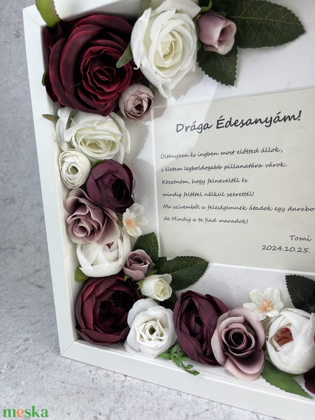 Szülőköszöntő ajándék képkeret, virág ajándék szülőköszöntő esküvőre - esküvő - emlék & ajándék - szülőköszöntő ajándék - Meska.hu