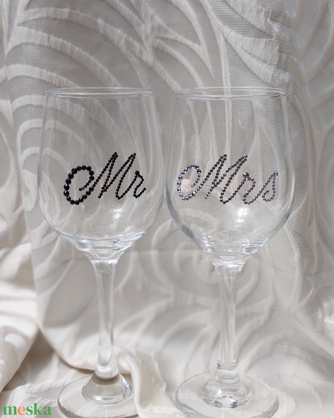 Mr és Mrs boros pohár szett - otthon & életmód - konyhafelszerelés, tálalás - tálalás - boros poharak, szettek - Meska.hu