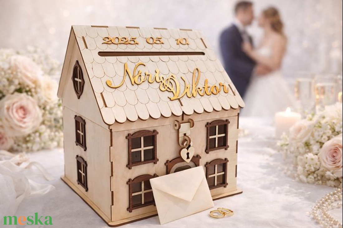 Nászajándék gyűjtő házikó ( NAGY! ) - esküvő - emlék & ajándék - doboz - Meska.hu