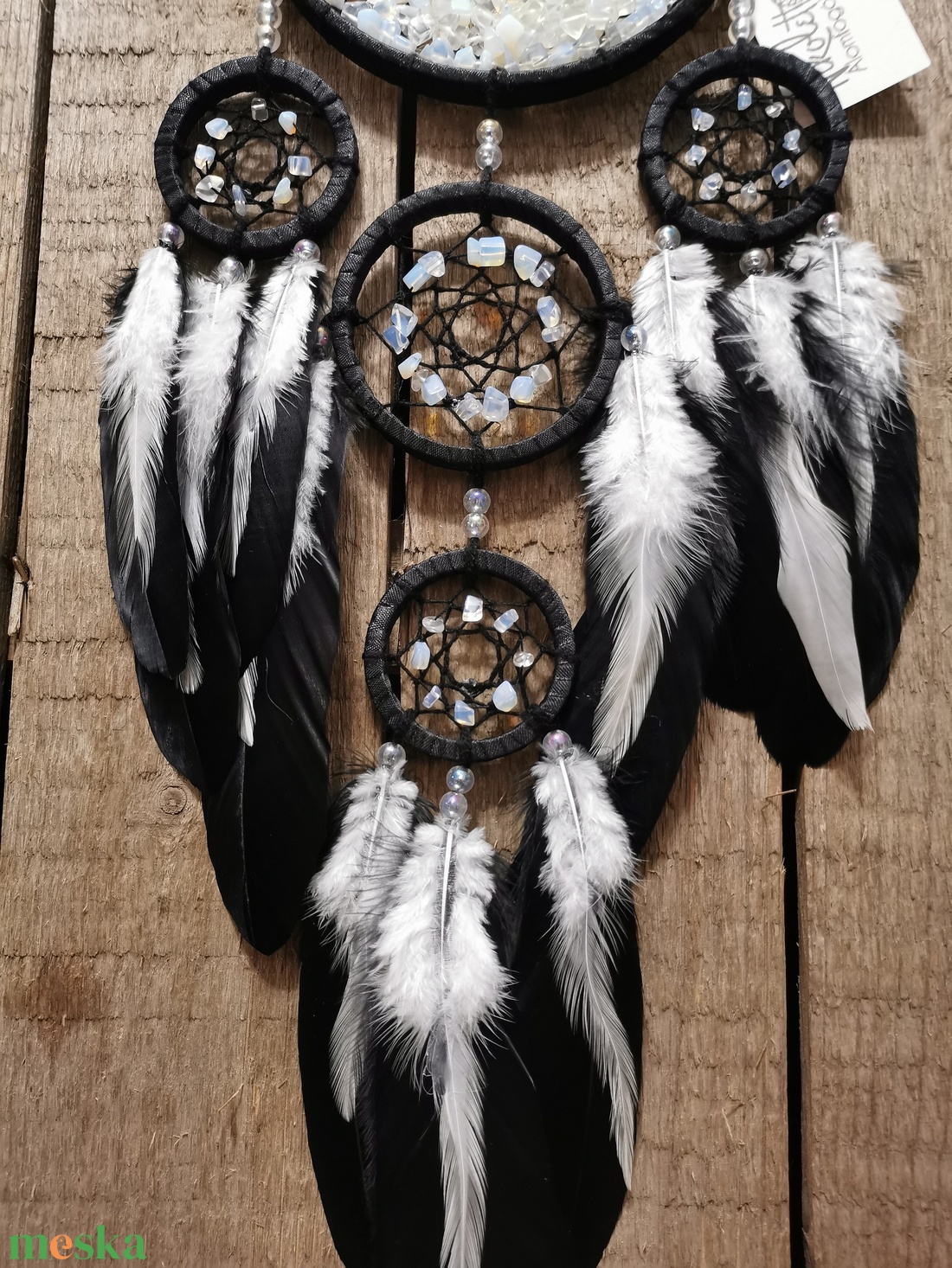 Opalit holdas, világító álomfogó - Nikolett Álomfogók - otthon & életmód - dekoráció - fali és függő dekoráció - álomfogó - Meska.hu