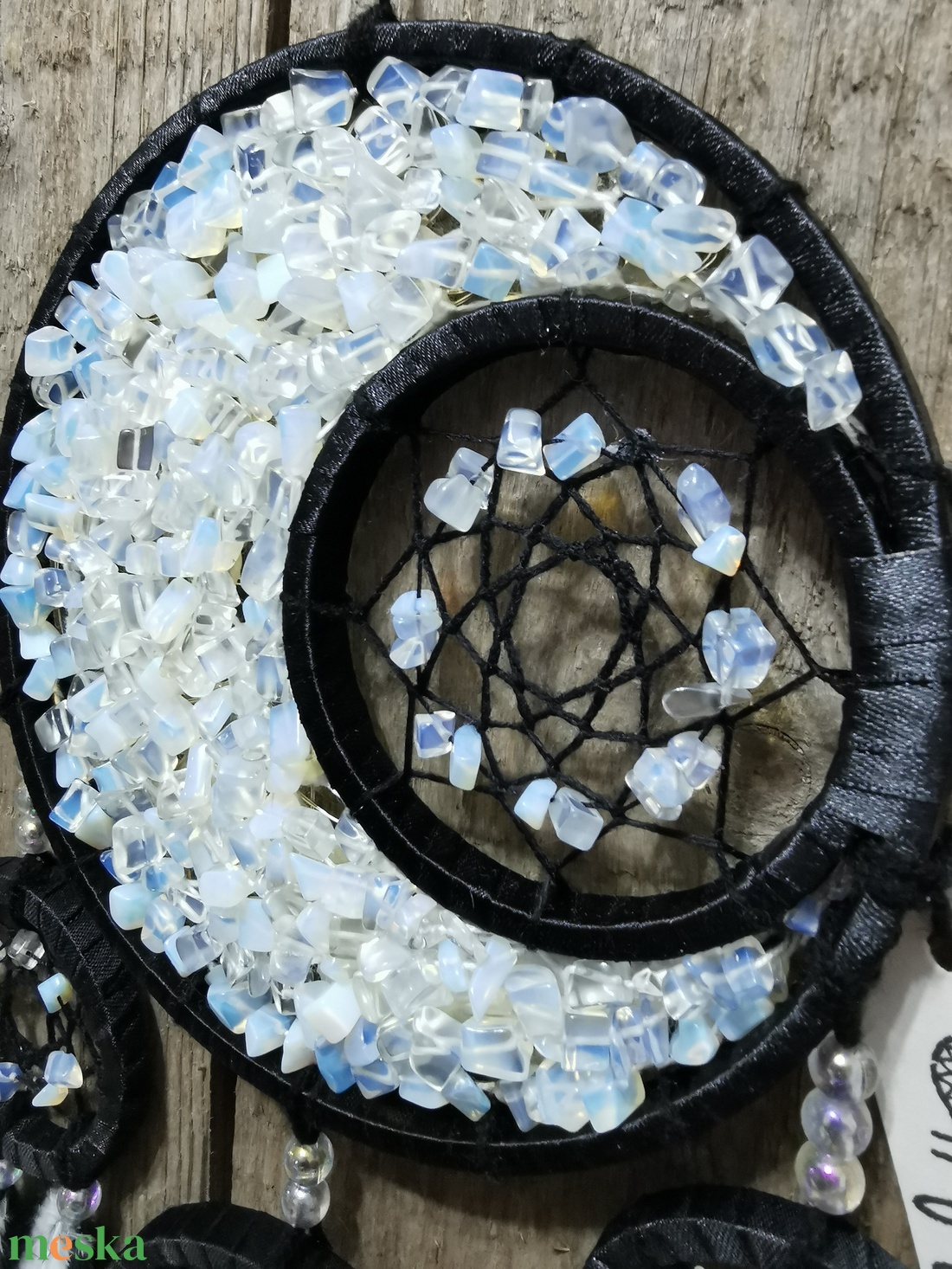 Opalit holdas, világító álomfogó - Nikolett Álomfogók - otthon & életmód - dekoráció - fali és függő dekoráció - álomfogó - Meska.hu