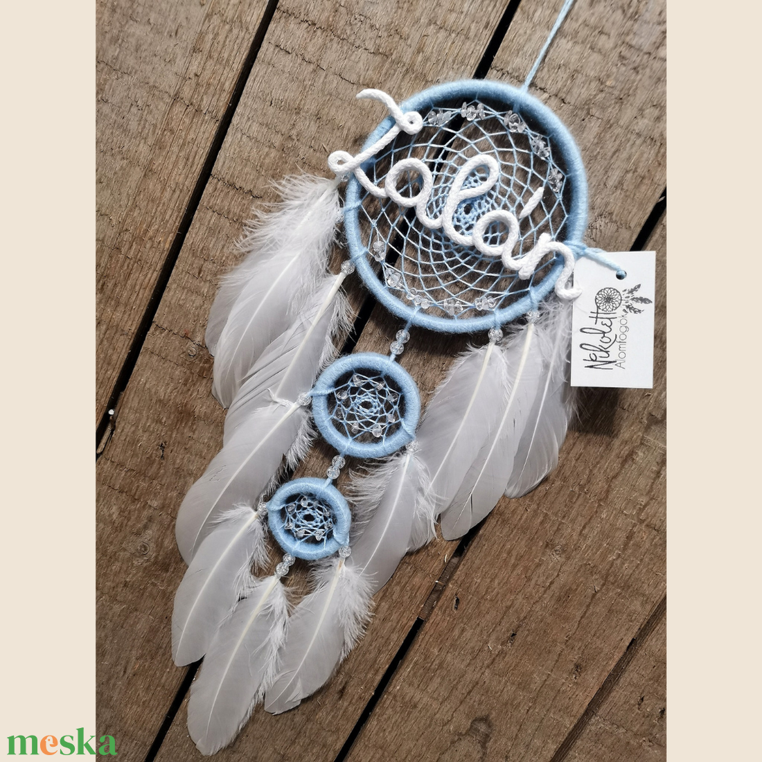 Névre szóló, feliratos álomfogó - 3 karika - Nikolett Álomfogók - otthon & életmód - dekoráció - fali és függő dekoráció - álomfogó - Meska.hu