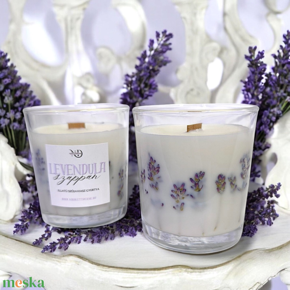 Levendula szappan illatú - Szójaviasz gyertya 190ml - Nikolett Dekor - otthon & életmód - gyertya, illat, aroma - gyertya - Meska.hu