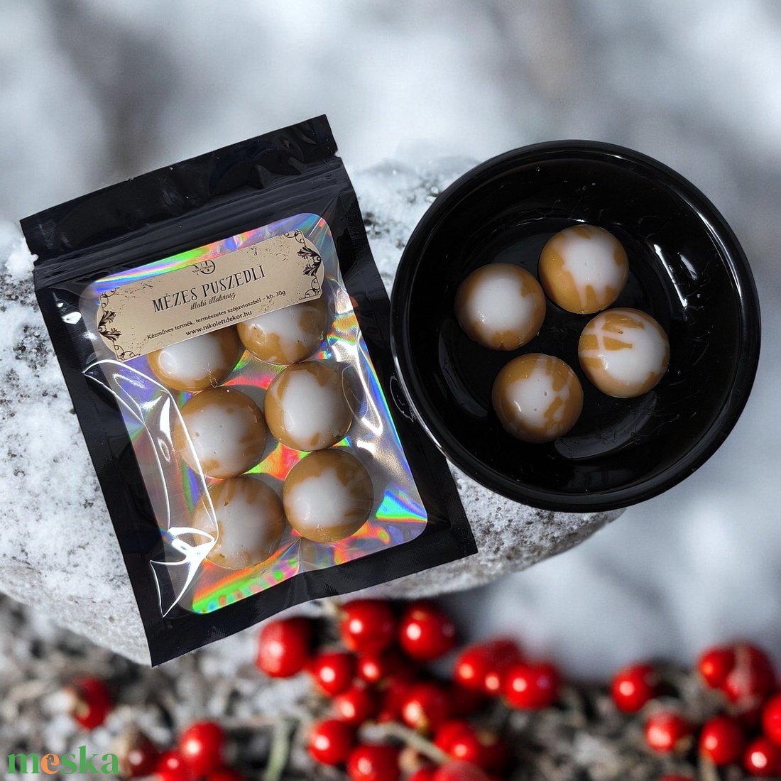 Mézes puszedli 30g - szójaviasz illatviasz - Nikolett Dekor - otthon & életmód - gyertya, illat, aroma - illatviasz - Meska.hu