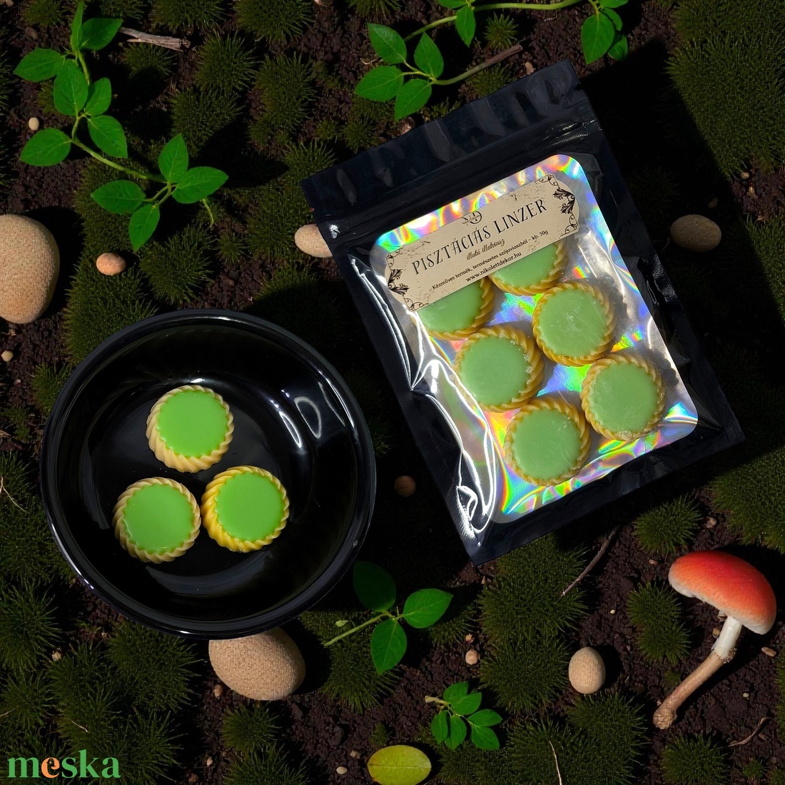 Pisztáciás linzer 30g - szójaviasz illatviasz - Nikolett Dekor - otthon & életmód - gyertya, illat, aroma - illatviasz - Meska.hu