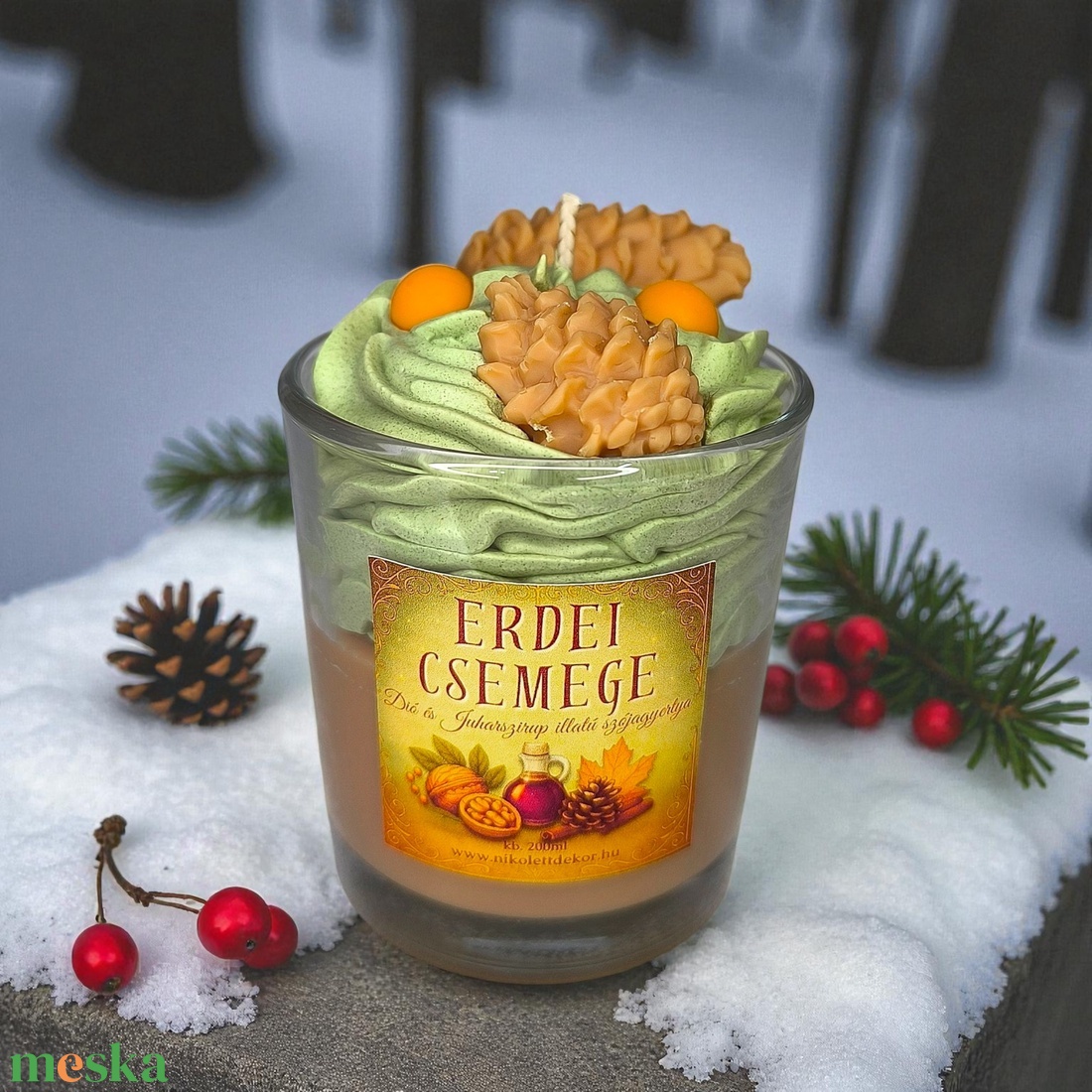 Erdei Csemege szójaviasz gyertya - 200ml - Nikolett Dekor - otthon & életmód - gyertya, illat, aroma - gyertya - Meska.hu