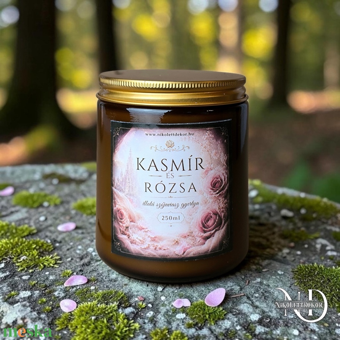 Kasmír és Rózsa illatú szójagyertya  - Nikolett Dekor - otthon & életmód - gyertya, illat, aroma - illatviasz - Meska.hu