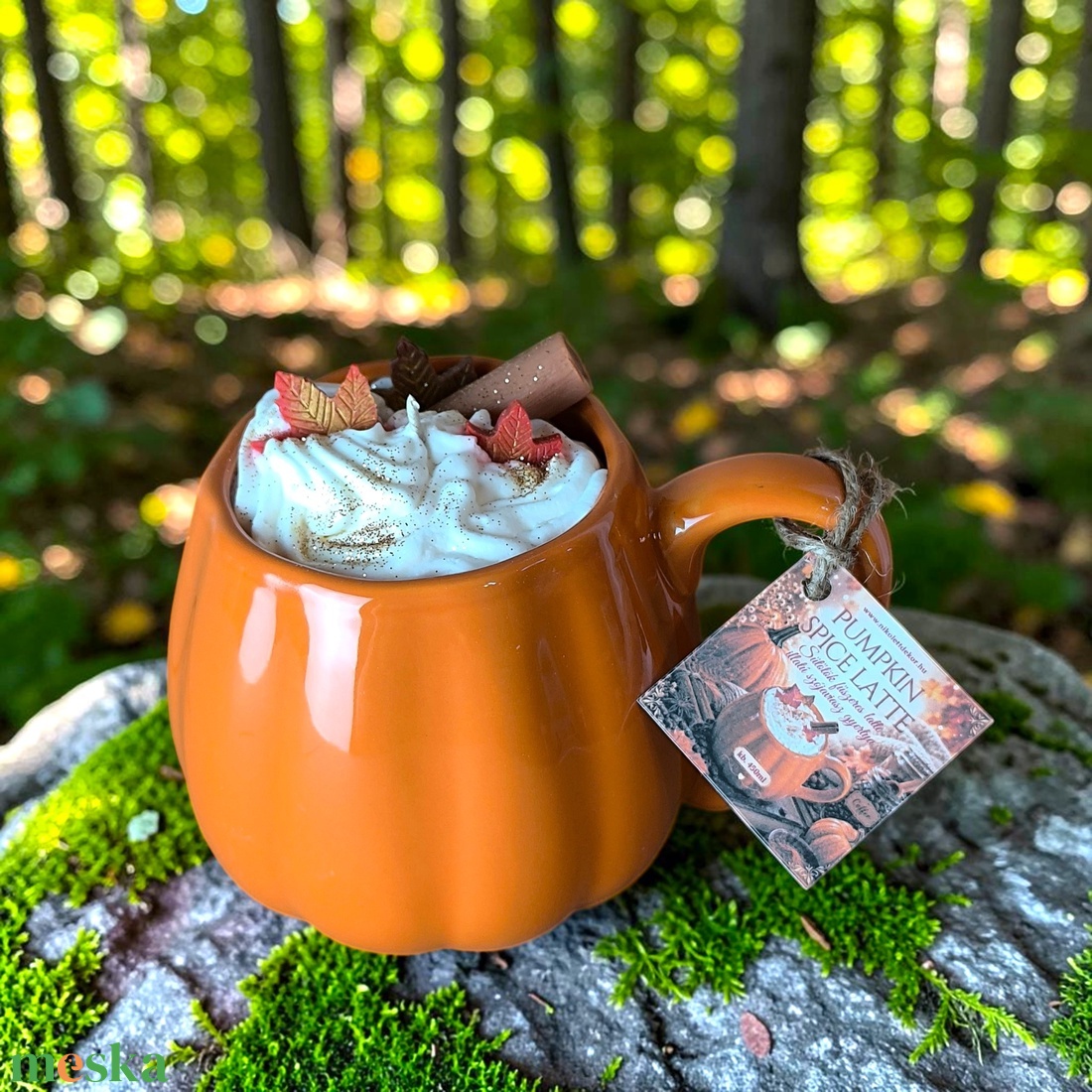 Pumpkin spice latte, Sütőtök fűszeres latte illatú szójagyertya  - Nikolett Dekor - otthon & életmód - gyertya, illat, aroma - gyertya - Meska.hu